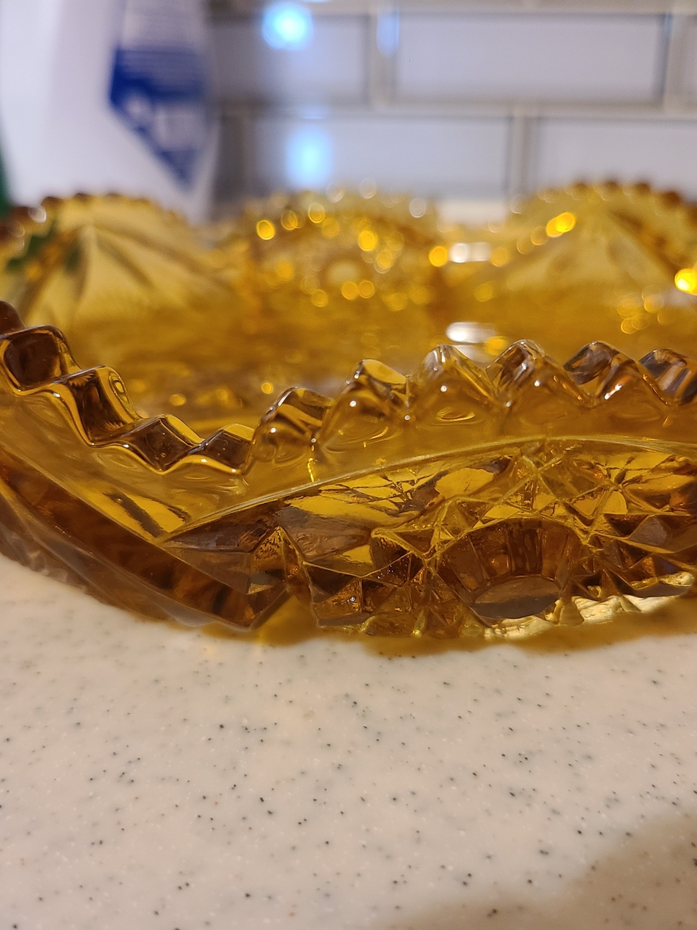 Amber Pressed Glass Serving Dish - Picture 4 of 12